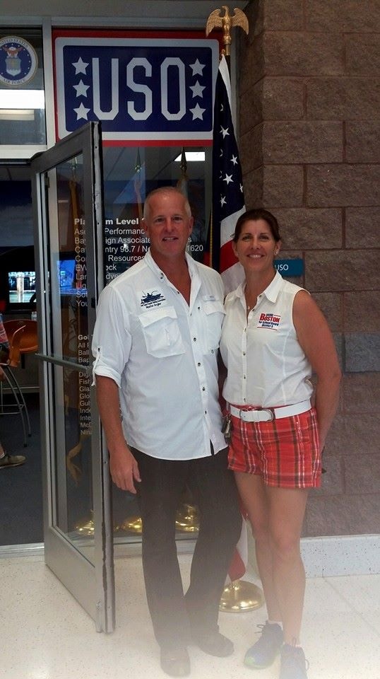Carol Boston and her husband at the USO